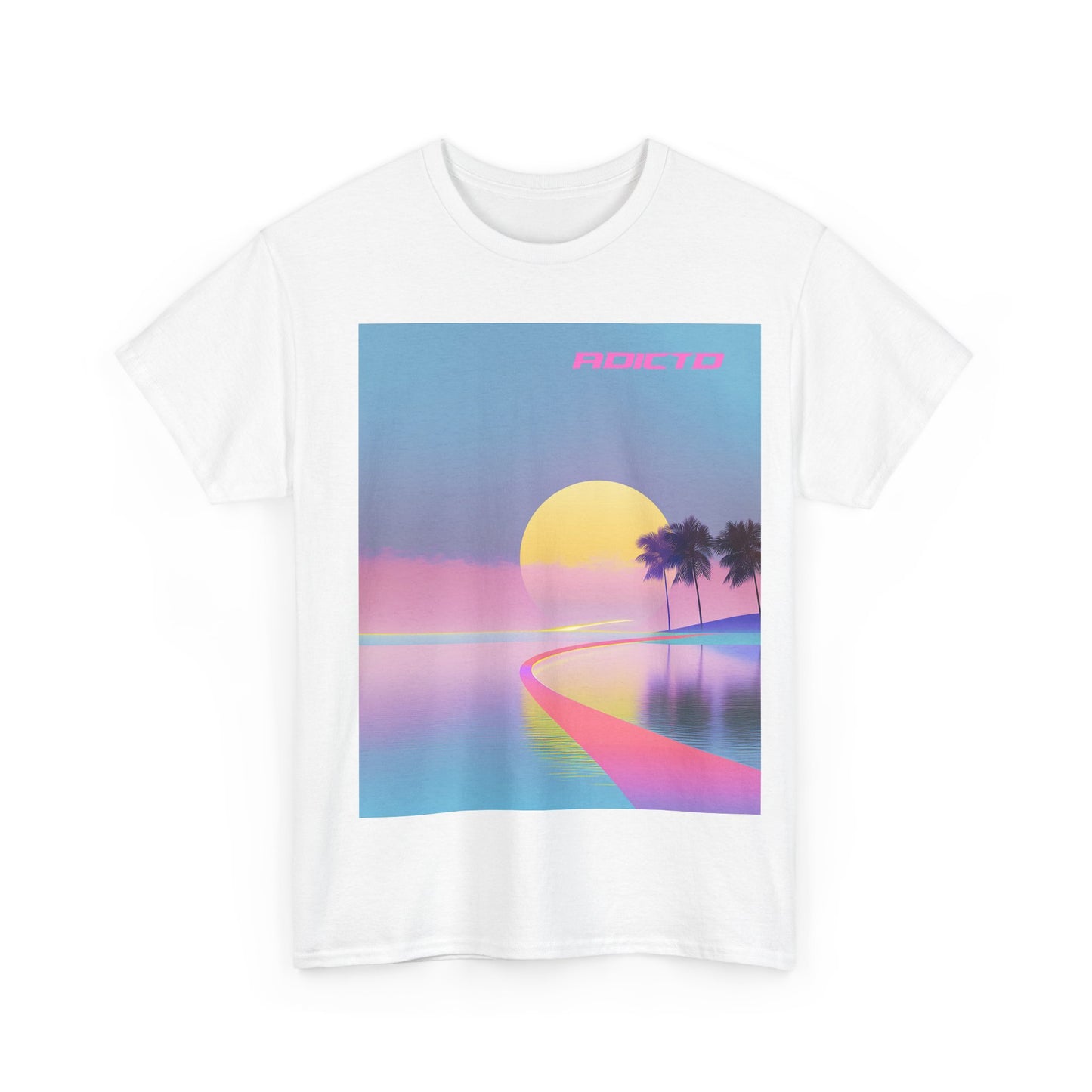 Retro Sunset Vibe Unisex Heavy Cotton Tee - Perfect for Beach Lovers