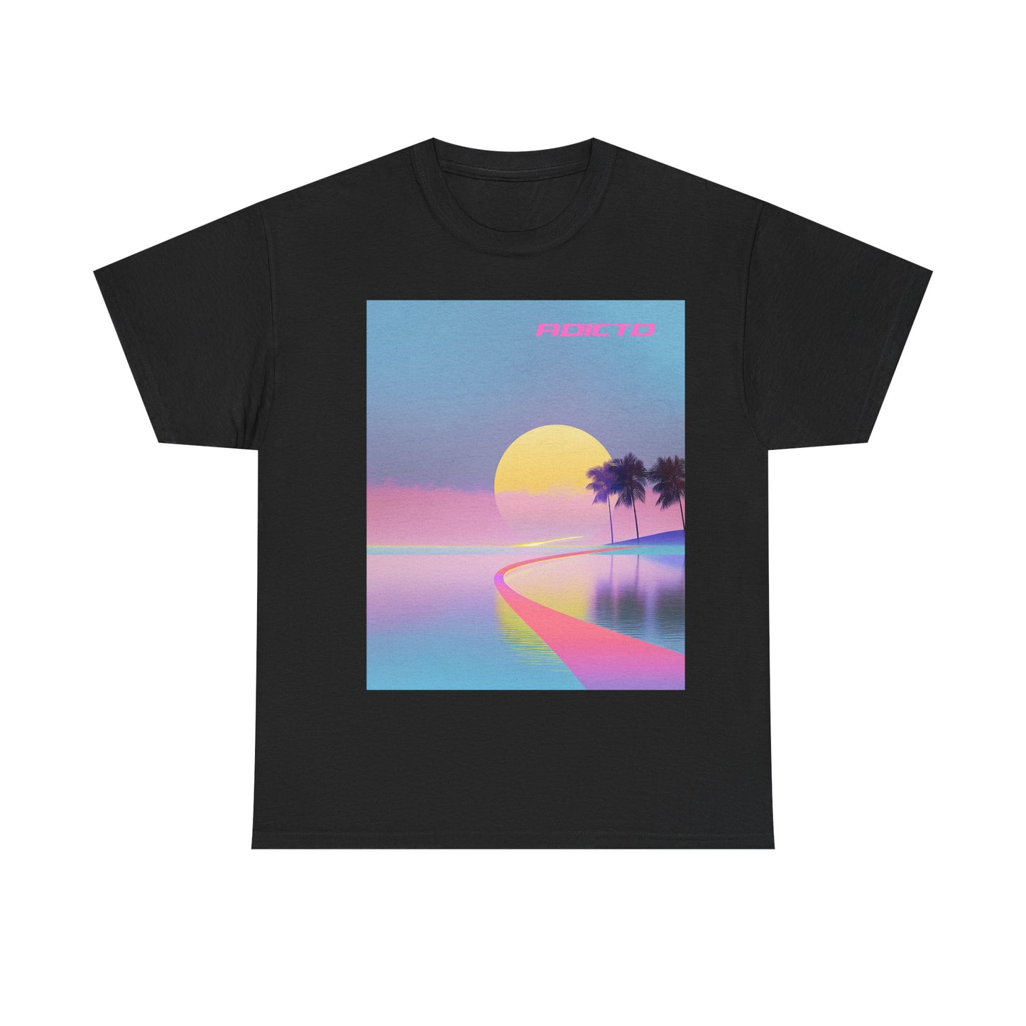 Retro Sunset Vibe Unisex Heavy Cotton Tee - Perfect for Beach Lovers