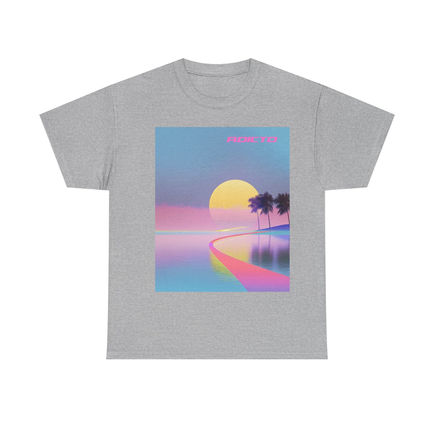 Retro Sunset Vibe Unisex Heavy Cotton Tee - Perfect for Beach Lovers