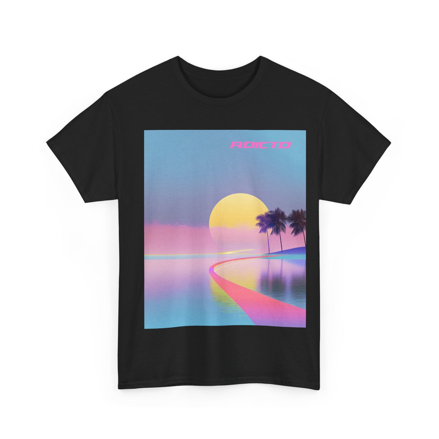 Retro Sunset Vibe Unisex Heavy Cotton Tee - Perfect for Beach Lovers