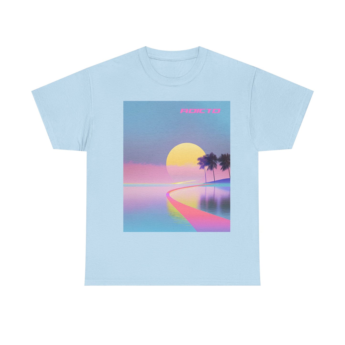 Retro Sunset Vibe Unisex Heavy Cotton Tee - Perfect for Beach Lovers