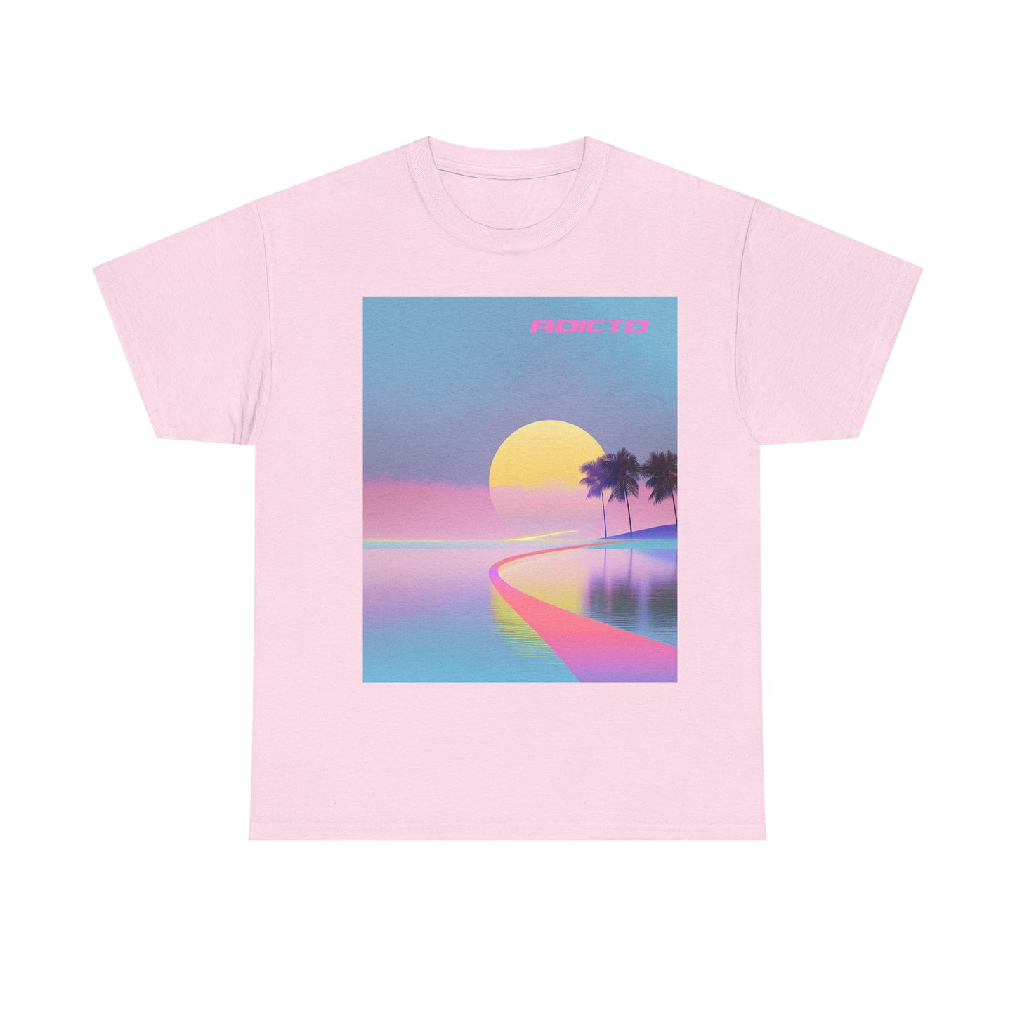 Retro Sunset Vibe Unisex Heavy Cotton Tee - Perfect for Beach Lovers