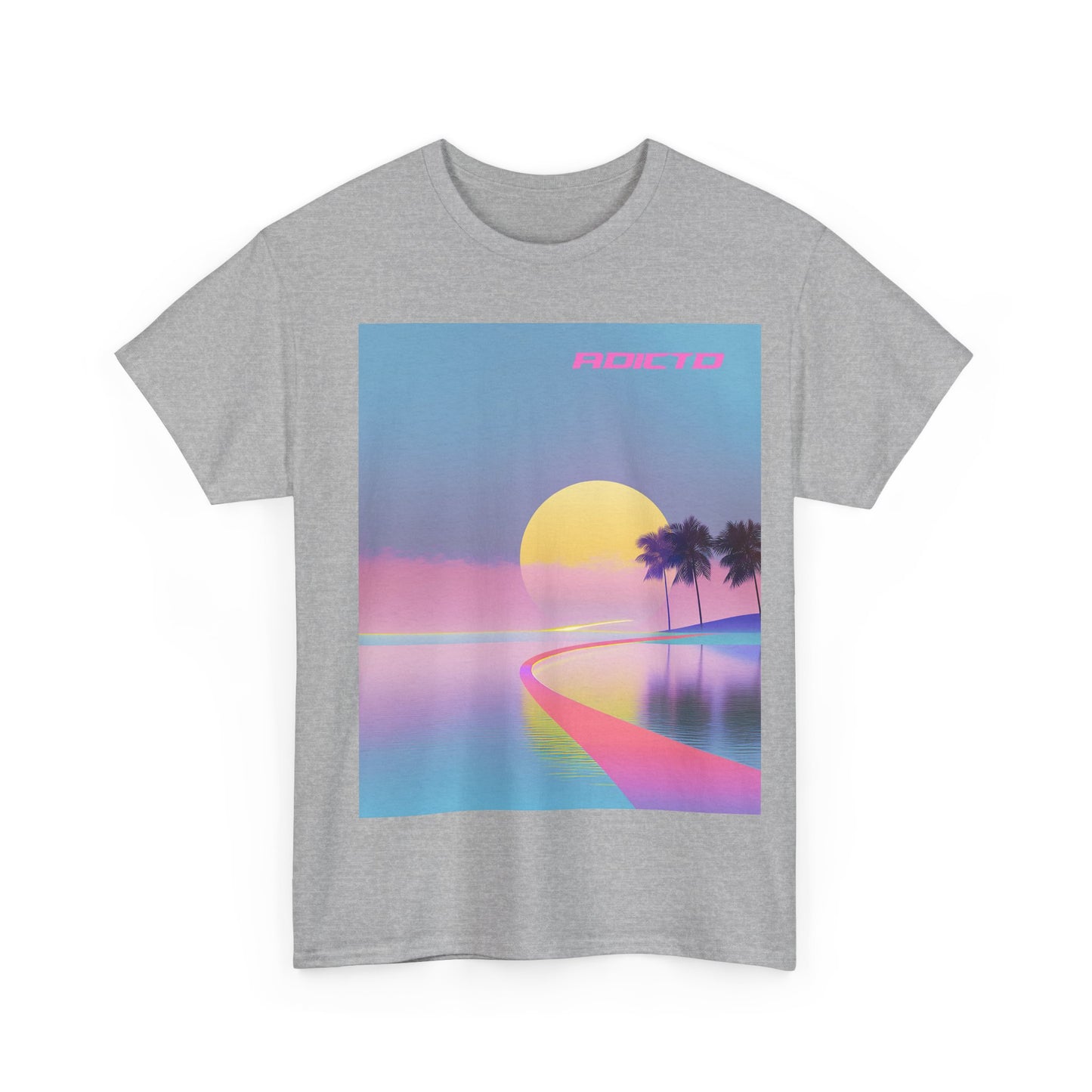 Retro Sunset Vibe Unisex Heavy Cotton Tee - Perfect for Beach Lovers